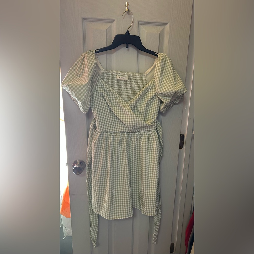 Mustard Seed Green Gingham Dress